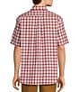 Color:Red - Image 2 - Short Sleeve Oxford Medium Plaid Sport Shirt
