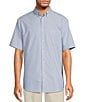 Color:Blue - Image 1 - Short Sleeve Oxford Medium Stripe Sport Shirt