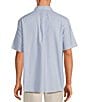 Color:Blue - Image 2 - Short Sleeve Oxford Medium Stripe Sport Shirt