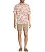 Roundtree & Yorke Short Sleeve Palm Print Coatfront Shirt, Color:Stone - Image 3