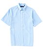 Color:Frozen Fjord - Image 1 - Short Sleeve Polynosic Solid Slub Button Down Shirt