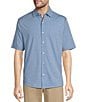Color:Blue - Image 1 - Short Sleeve Solid Heather Coat Front Shirt