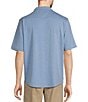 Color:Blue - Image 2 - Short Sleeve Solid Heather Coat Front Shirt