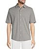 Color:Grey - Image 1 - Short Sleeve Solid Heather Coat Front Shirt