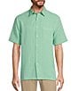 Color:Aqua Green - Image 1 - Short Sleeve Solid Jacquard Sport Shirt