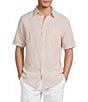 Roundtree & Yorke Short Sleeve Solid Linen Blend Button Front Sport Shirt - Image 1