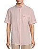 Color:Light Coral - Image 1 - Short Sleeve Solid Linen Blend Sport Shirt