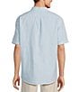 Color:Bright Blue - Image 2 - Short Sleeve Solid Linen Blend Sport Shirt