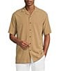 Roundtree & Yorke Short Sleeve Solid Polynosic Camp Sport Shirt - Image 5