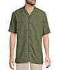 Roundtree & Yorke Short Sleeve Solid Polynosic Camp Sport Shirt - Image 1