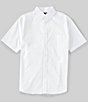 Color:White - Image 1 - Short Sleeve Solid Poplin Button Down Shirt