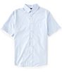 Color:Frozen Fjord - Image 1 - Short Sleeve Solid Poplin Button Down Shirt