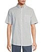 Color:White - Image 1 - Short Sleeve Space Dye Plaid Seersucker Sport Shirt