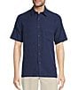 Color:Blue - Image 1 - Short Sleeve Tonal Paisley Texture Polynosic Jacquard Sport Shirt