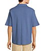 Roundtree & Yorke Short Sleeve Waffle Coatfront Shirt, Color:Dusty Blue - Image 2