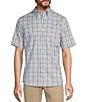 Color:Periwinkle - Image 1 - Slim Easy Care Short Sleeve Multi Plaid Sport Shirt