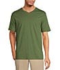 Color:Army Green - Image 1 - Soft Washed Short Sleeve V-Neck T-Shirt