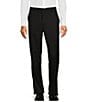 Color:Black - Image 1 - Luxury Gabardine Ultimate Comfort Straight Fit Flat Front Dress Pants