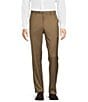 Color:Khaki - Image 1 - Luxury Gabardine Ultimate Comfort Straight Fit Flat Front Dress Pants