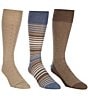 Color:Brown - Image 1 - Striped And Dotted Crew Dress Socks 3-Pack