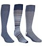 Color:Blue - Image 1 - Striped And Dotted Crew Dress Socks 3-Pack