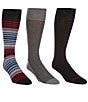 Color:Black - Image 1 - Striped And Dotted Crew Dress Socks 3-Pack