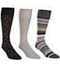 Color:Grey - Image 1 - Striped/Dotted/Paisley Crew Dress Socks 3-Pack