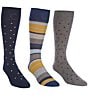 Color:Blue - Image 1 - Striped/Dotted/Paisley Crew Dress Socks 3-Pack