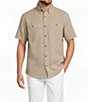 Roundtree & Yorke The Charter Vented Performance Button Front Collar Short Sleeve Solid Sport Shirt - Image 1