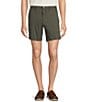 Roundtree & Yorke The Cloud Collection 7#double; Flat Front Washed Chino Shorts, Color:Deep Olive - Image 1