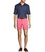 Roundtree & Yorke The Fairway Seasonal 7#double; Flat Front Performance Shorts, Color:Red - Image 3