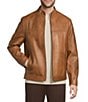 Roundtree & Yorke The Heritage Leather Moto Jacket, Color:Brown - Image 1