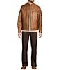 Roundtree & Yorke The Heritage Leather Moto Jacket, Color:Brown - Image 4