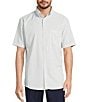 Roundtree & Yorke The Traveler Performance Short Sleeve Geo Print Sport Shirt, Color:Bright White - Image 1