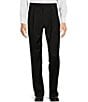 Color:Black - Image 1 - TravelSmart Luxury Gabardine Ultimate Comfort Classic Fit Non-Iron Pleated-Front Dress Pants