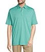 Roundtree & Yorke TravelSmart Easy-Care Performance Short Sleeve Solid Birdseye Polo Shirt, Color:Aqua - Image 1