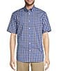 Color:Blue - Image 1 - TravelSmart Easy Care Short Sleeve Medium Plaid Sport Shirt