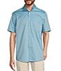 Color:Aqua - Image 1 - TravelSmart Easy Care Short Sleeve Solid Dobby Sport Shirt