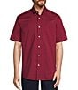 Color:Red - Image 1 - TravelSmart Short Sleeve Small Plaid Poplin Sport Shirt