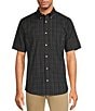 Color:Black - Image 1 - TravelSmart Slim Easy Care Short Sleeve Small Windowpane Checked Sport Shirt