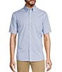 Color:Deep Blue - Image 1 - TravelSmart Slim Easy Care Short Sleeve Solid Dobby Sport Shirt