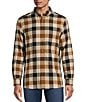 Rowm Big & Tall Long Sleeve Herringbone Buffalo Plaid Woven Shirt, Color:Khaki - Image 1