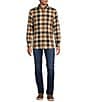 Rowm Big & Tall Long Sleeve Herringbone Buffalo Plaid Woven Shirt, Color:Khaki - Image 3