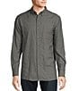 Rowm Big & Tall Long Sleeve Herringbone Geometric Print Woven Shirt, Color:Dark Navy - Image 1