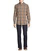 Rowm Big & Tall Long Sleeve Herringbone Small Plaid Woven Shirt, Color:String - Image 3