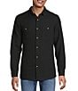Rowm Big & Tall Long Sleeve Solid Waffle Button Front Shirt, Color:Black - Image 1