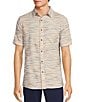 Color:Ecru - Image 1 - Big & Tall On The Range Short Sleeve Space Dyed Textured Horizontal Striped Shirt