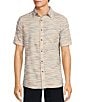Color:Ecru - Image 1 - Big & Tall On The Range Short Sleeve Space Dyed Textured Horizontal Striped Shirt