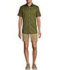 Color:Green - Image 3 - Big & Tall Short Sleeve Geometric Leaf Print Shirt