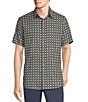 Rowm Big & Tall Short Sleeve Outsider Geo Floral Print Shirt, Color:Dark Blue - Image 1